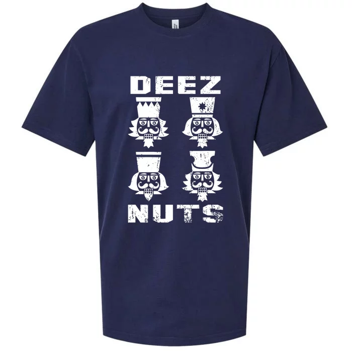 Deez Nuts Nutcracker Funny Ugly Christmas Meme Gift Sueded Cloud Jersey T-Shirt