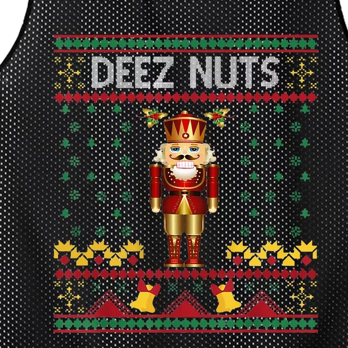 Deez Nuts Nutcracker Ugly Christmas Sweater Mesh Reversible Basketball Jersey Tank