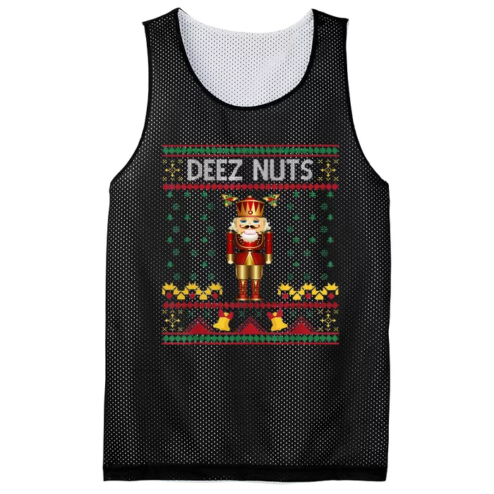 Deez Nuts Nutcracker Ugly Christmas Sweater Mesh Reversible Basketball Jersey Tank