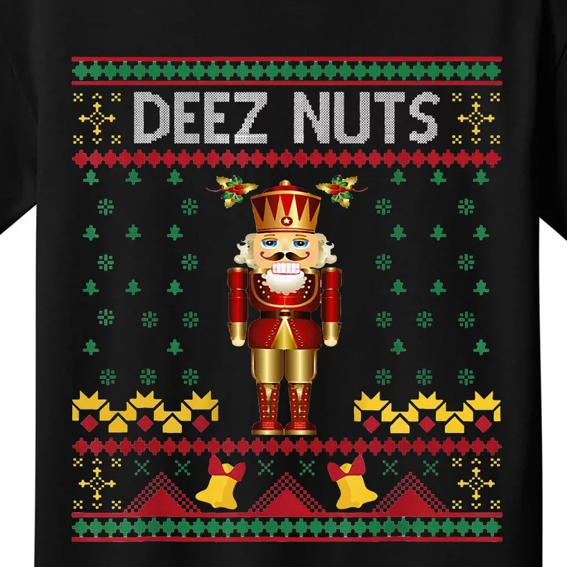 Deez Nuts Nutcracker Ugly Christmas Sweater Kids T-Shirt