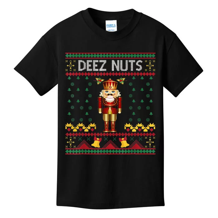 Deez Nuts Nutcracker Ugly Christmas Sweater Kids T-Shirt