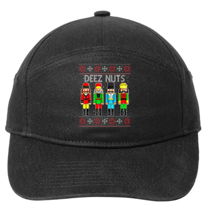 Deez Nuts Nutcracker Ugly Christmas Sweater Funny Xmas 7-Panel Snapback Hat