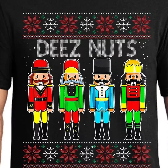 Deez Nuts Nutcracker Ugly Christmas Sweater Funny Xmas Pajama Set