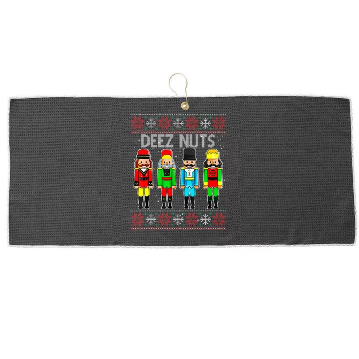 Deez Nuts Nutcracker Ugly Christmas Sweater Funny Xmas Large Microfiber Waffle Golf Towel