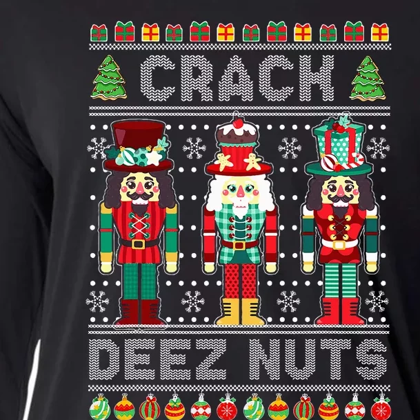 Deez Nuts Nutcracker Funny Ugly Christmas Sweater Xmas Cooling Performance Long Sleeve Crew