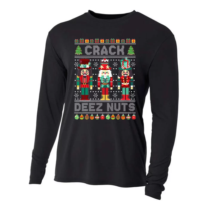 Deez Nuts Nutcracker Funny Ugly Christmas Sweater Xmas Cooling Performance Long Sleeve Crew