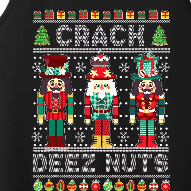 Deez Nuts Nutcracker Funny Ugly Christmas Sweater Xmas Performance Tank