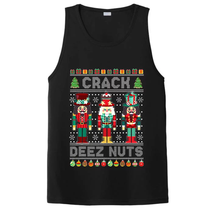 Deez Nuts Nutcracker Funny Ugly Christmas Sweater Xmas Performance Tank