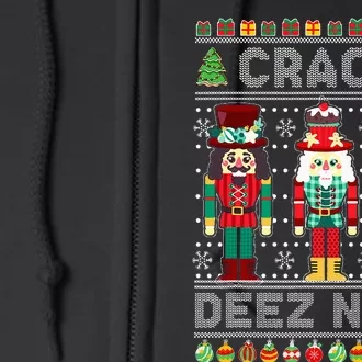 Deez Nuts Nutcracker Funny Ugly Christmas Sweater Xmas Full Zip Hoodie