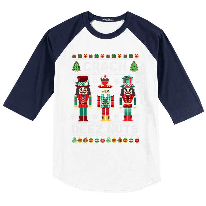 Deez Nuts Nutcracker Funny Ugly Christmas Sweater Xmas Baseball Sleeve Shirt