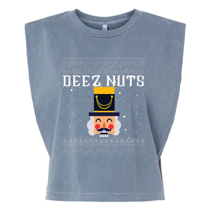 Deez Nuts Nutcracker Ugly Christmas Sweater Garment-Dyed Women's Muscle Tee