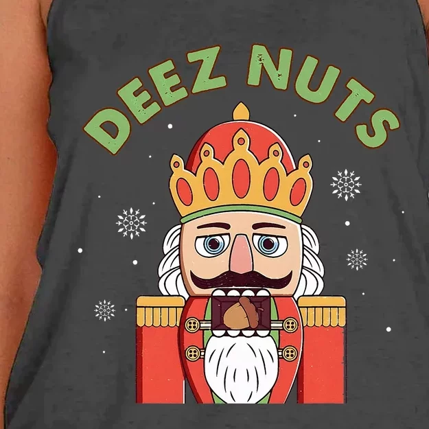 Deez Nuts Nutcracker Nut Funny Christmas Pjs Women's Knotted Racerback Tank