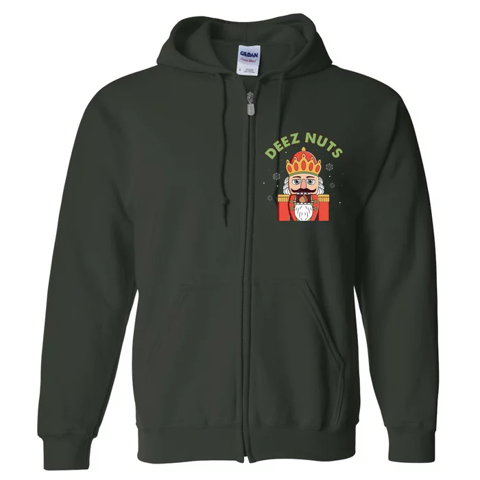 Deez Nuts Nutcracker Nut Funny Christmas Pjs Full Zip Hoodie