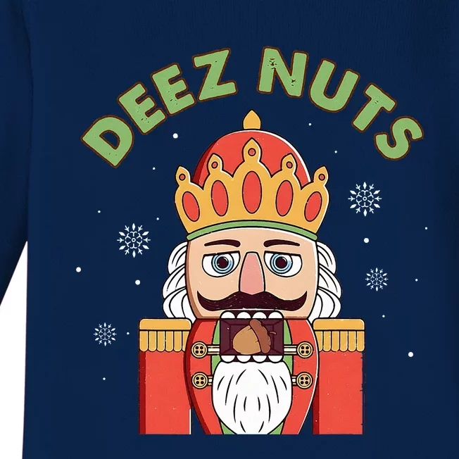 Deez Nuts Nutcracker Nut Funny Christmas Pjs Baby Long Sleeve Bodysuit