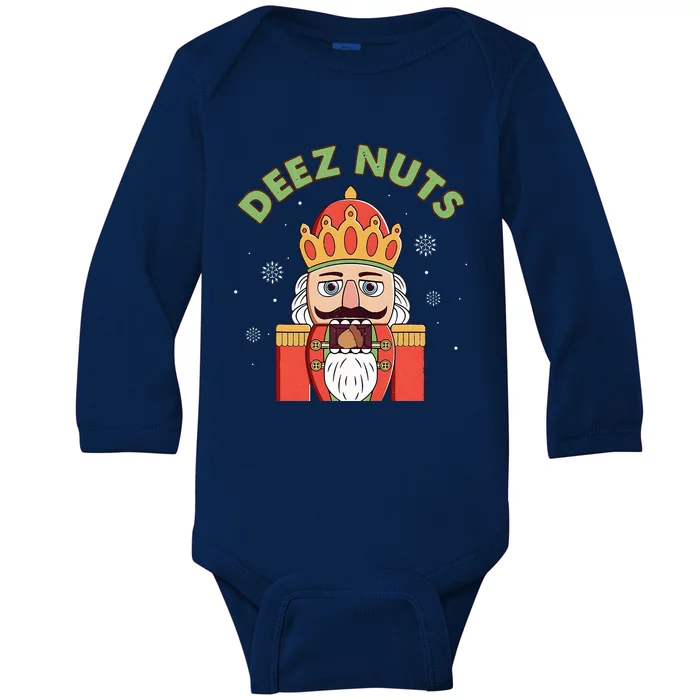 Deez Nuts Nutcracker Nut Funny Christmas Pjs Baby Long Sleeve Bodysuit