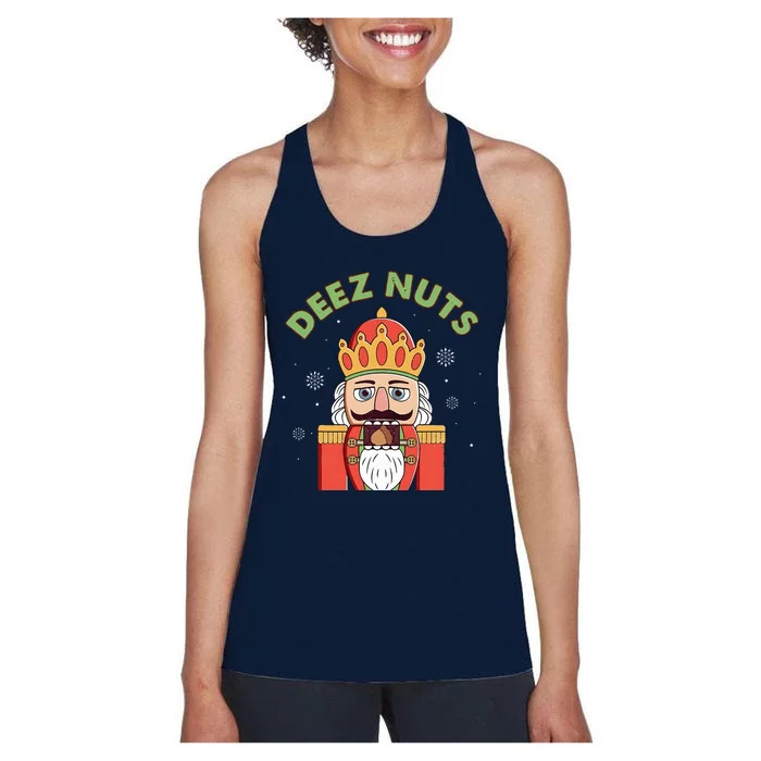 Deez Nuts Nutcracker Nut Funny Christmas Pjs Women's Racerback Tank