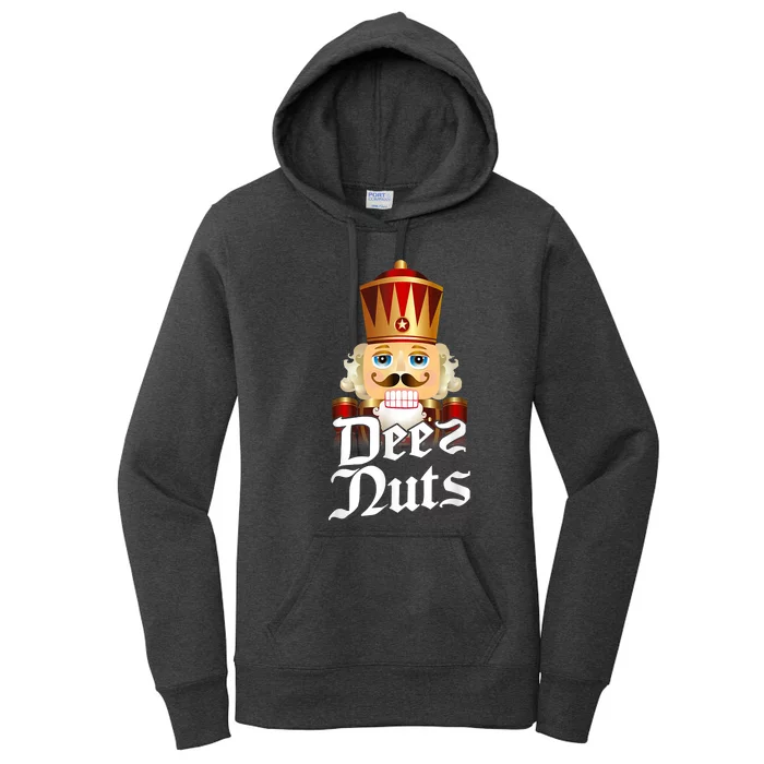 Deez Nuts Nutcracker Nut Funny Xmas Christmas Pajama Family Women's Pullover Hoodie