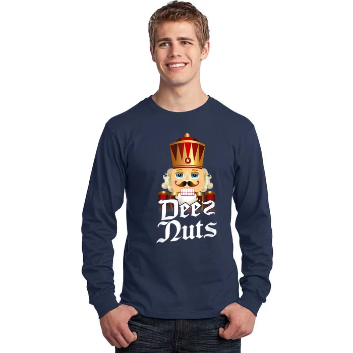 Deez Nuts Nutcracker Nut Funny Xmas Christmas Pajama Family Tall Long Sleeve T-Shirt