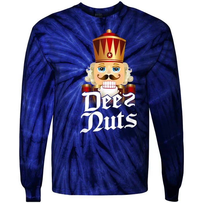 Deez Nuts Nutcracker Nut Funny Xmas Christmas Pajama Family Tie-Dye Long Sleeve Shirt