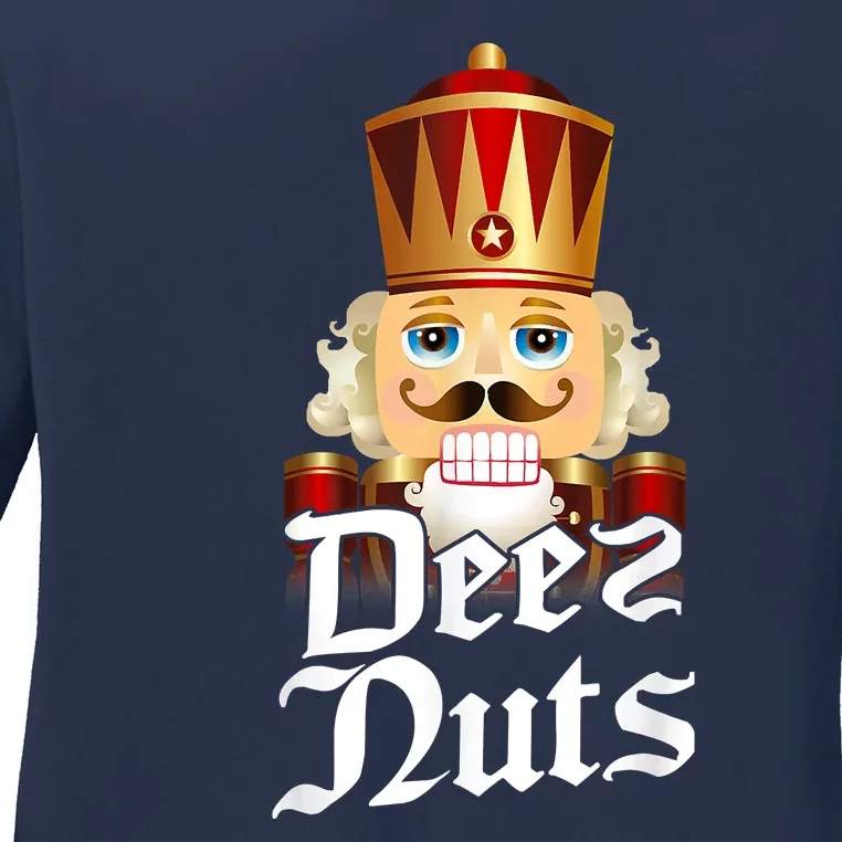 Deez Nuts Nutcracker Nut Funny Xmas Christmas Pajama Family Ladies Long Sleeve Shirt