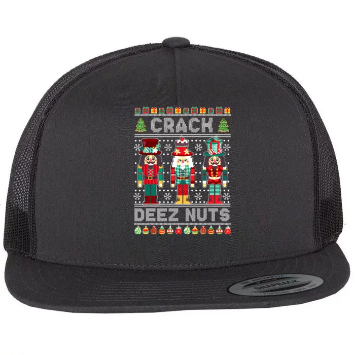 Deez Nuts Nutcracker Funny Ugly Christmas Sweater Xmas Flat Bill Trucker Hat