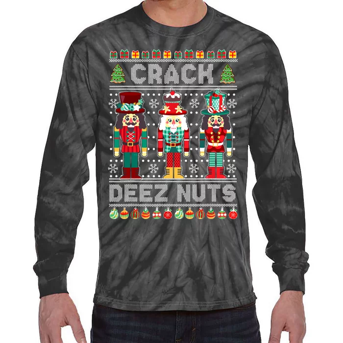 Deez Nuts Nutcracker Funny Ugly Christmas Sweater Xmas Tie-Dye Long Sleeve Shirt