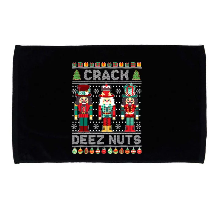 Deez Nuts Nutcracker Funny Ugly Christmas Sweater Xmas Microfiber Hand Towel