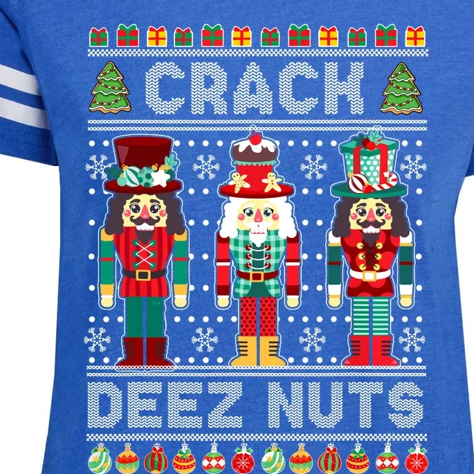 Deez Nuts Nutcracker Funny Ugly Christmas Sweater Xmas Enza Ladies Jersey Football T-Shirt