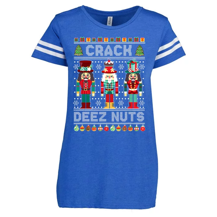 Deez Nuts Nutcracker Funny Ugly Christmas Sweater Xmas Enza Ladies Jersey Football T-Shirt