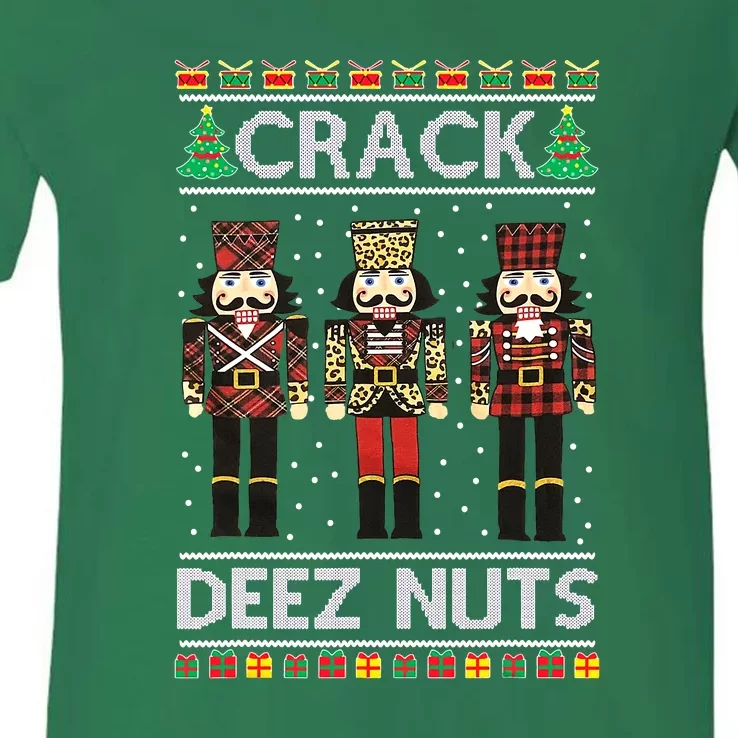 Deez Nuts Nutcracker Nut Women Funny Christmas Pjs V-Neck T-Shirt