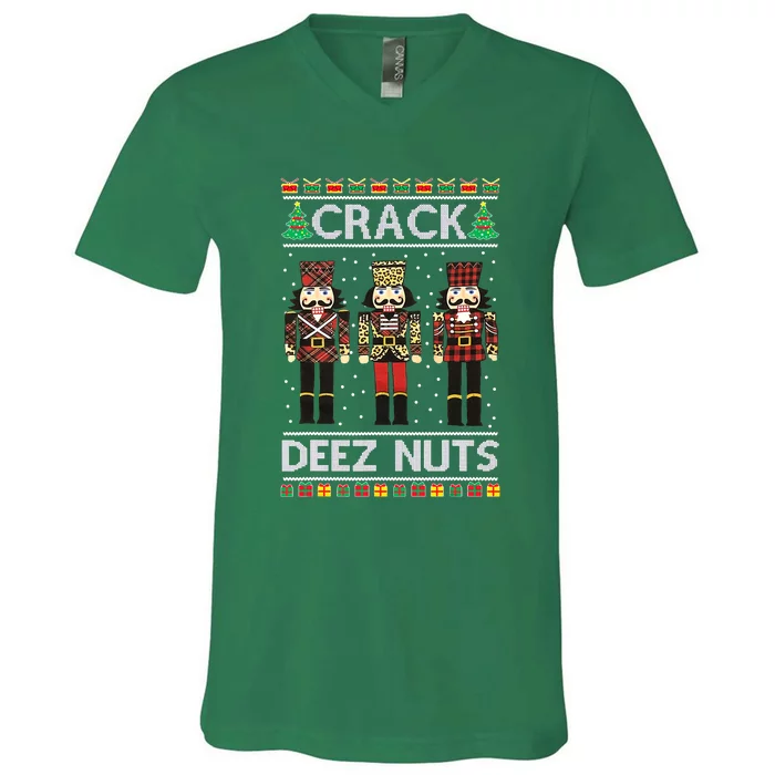 Deez Nuts Nutcracker Nut Women Funny Christmas Pjs V-Neck T-Shirt