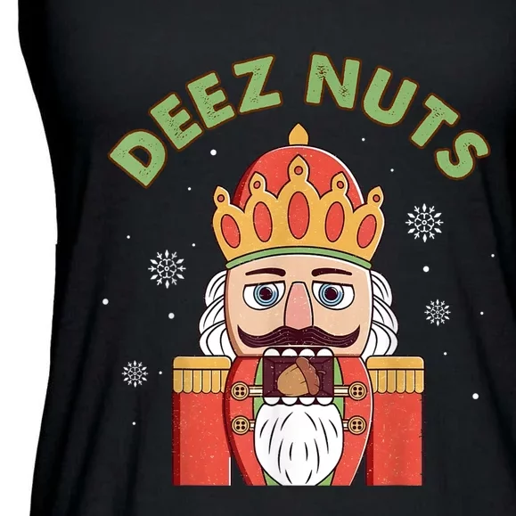 Deez Nuts Nutcracker Nut Women Funny Christmas Pjs Ladies Essential Flowy Tank