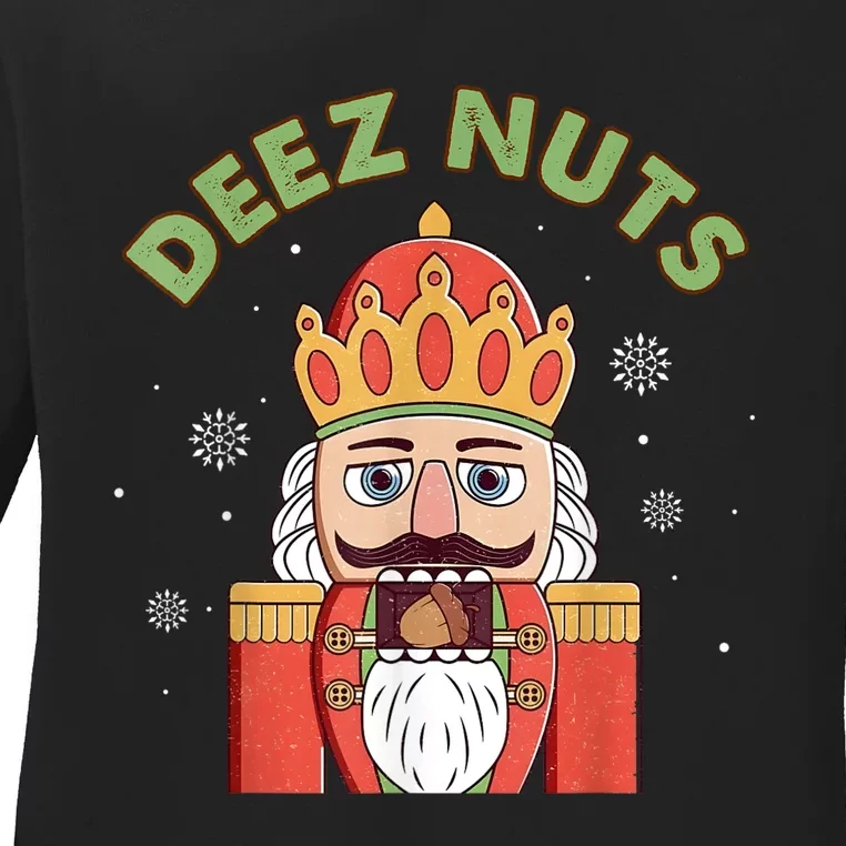 Deez Nuts Nutcracker Nut Women Funny Christmas Pjs Ladies Long Sleeve Shirt