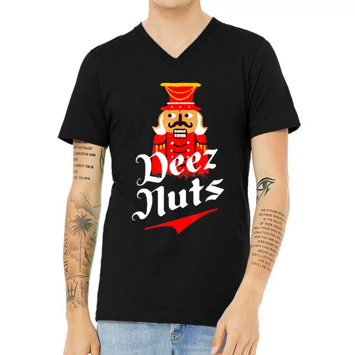 Deez Nuts Nutcracker Shirt Funny Ugly Christmas Sweater V-Neck T-Shirt