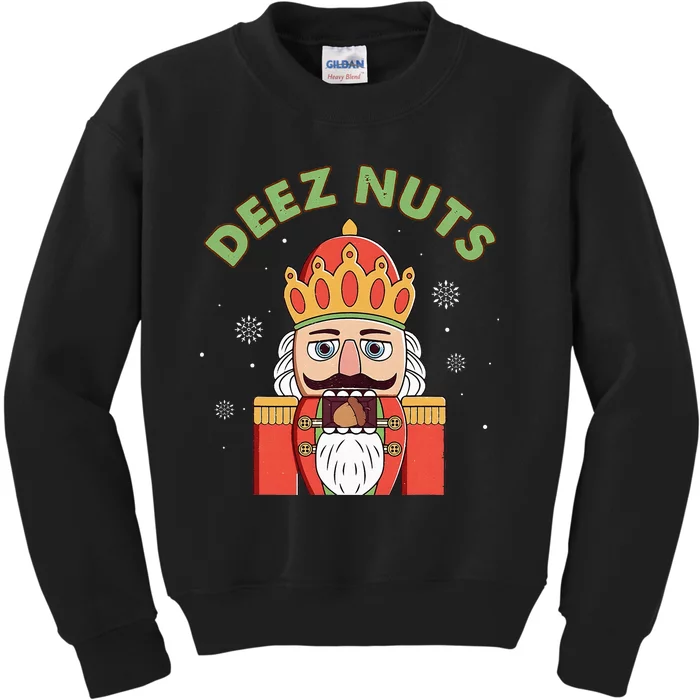 Deez Nuts Nutcracker Nut Wo Funny Christmas Pjs Kids Sweatshirt