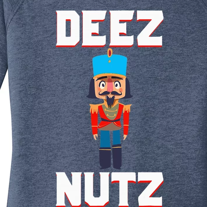 Deez Nutz Nutcracker Nuts Holiday Christmas Women's Perfect Tri Tunic Long Sleeve Shirt