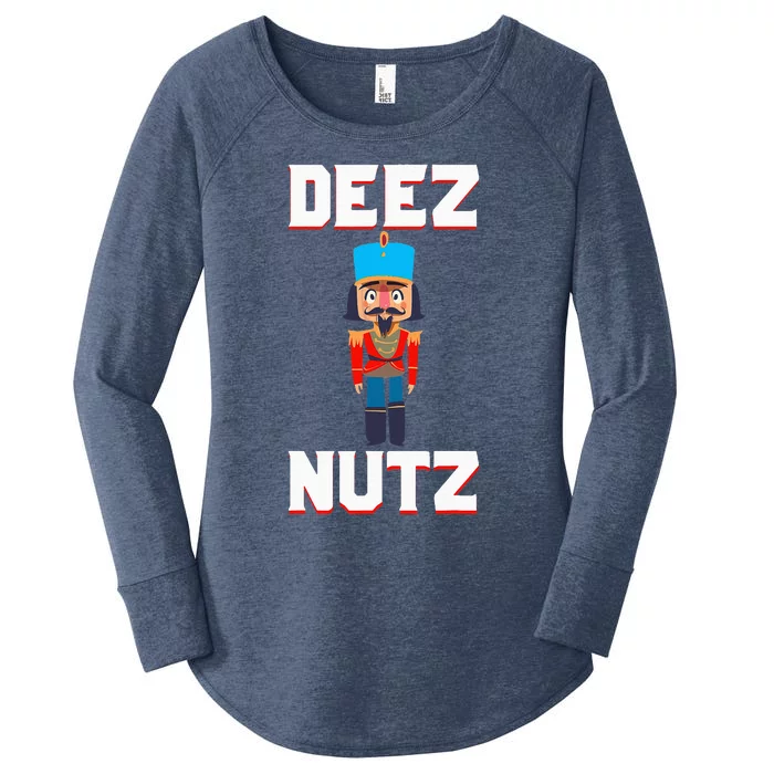 Deez Nutz Nutcracker Nuts Holiday Christmas Women's Perfect Tri Tunic Long Sleeve Shirt