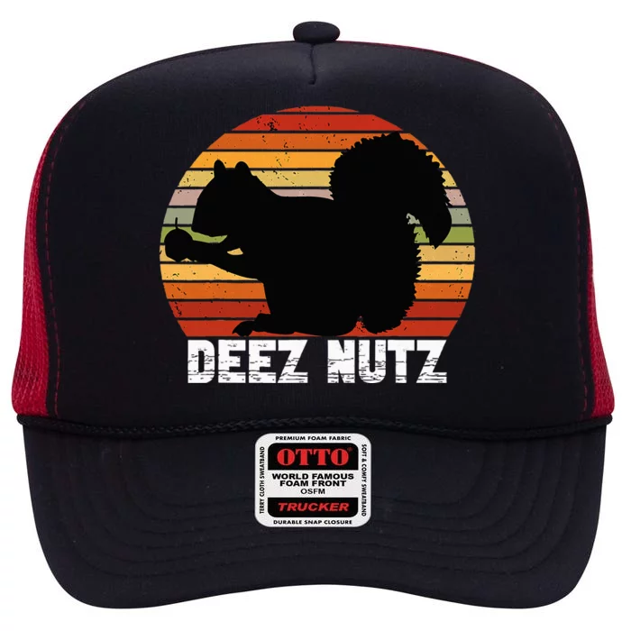 Deez Nutz Nutcracker Squirrel Gopher Chipmunk High Crown Mesh Trucker Hat