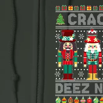 Deez Nuts Nutcracker Funny Ugly Christmas Sweater Xmas Full Zip Hoodie