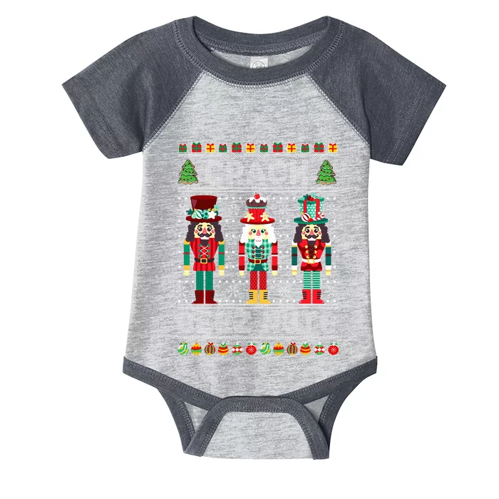 Deez Nuts Nutcracker Funny Ugly Christmas Sweater Xmas Infant Baby Jersey Bodysuit