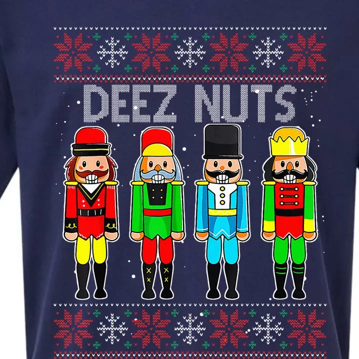 Deez Nuts Nutcracker Ugly Christmas Sweater Sueded Cloud Jersey T-Shirt