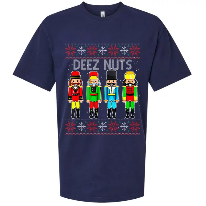 Deez Nuts Nutcracker Ugly Christmas Sweater Sueded Cloud Jersey T-Shirt