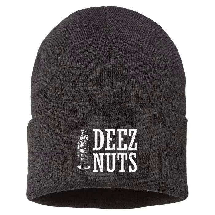 Deez Nuts Nutcracker Nut Christmas Funny Xmas Pajama Sustainable Knit Beanie