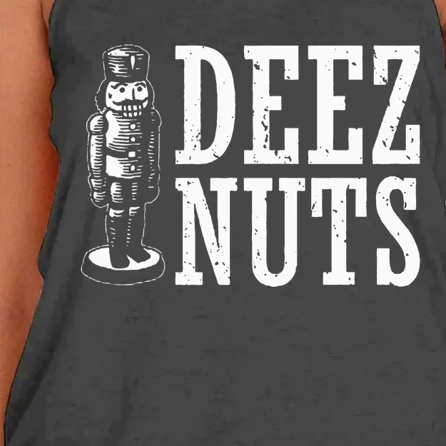 Deez Nuts Nutcracker Nut Christmas Funny Xmas Pajama Women's Knotted Racerback Tank