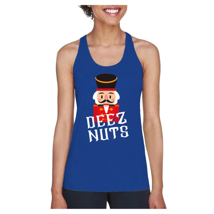 Deez Nuts Nutcracker Nut Wo Funny Christmas Pjs Women's Racerback Tank