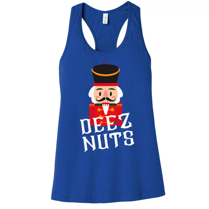 Deez Nuts Nutcracker Nut Wo Funny Christmas Pjs Women's Racerback Tank