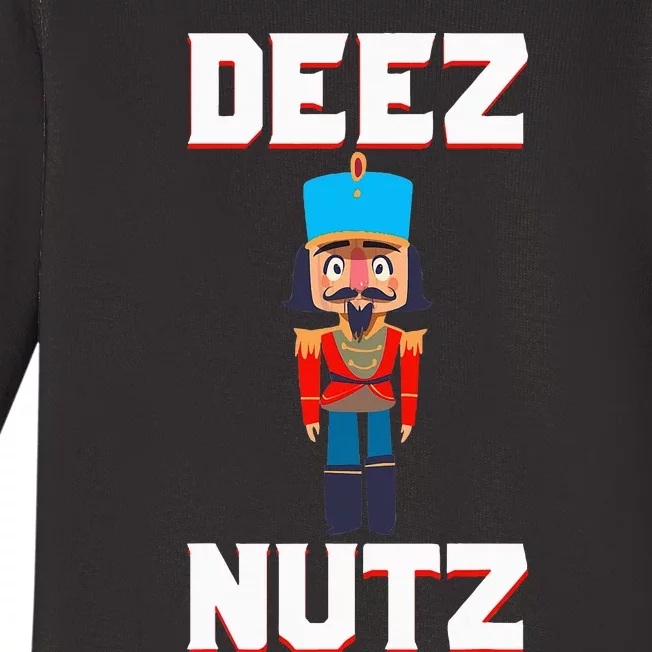 Deez Nutz Nutcracker Nuts Holiday Christmas Funny Novelty Baby Long Sleeve Bodysuit