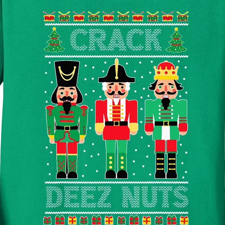 Deez Nuts Nutcracker Ugly Christmas Sweater Xmas Kids Long Sleeve Shirt