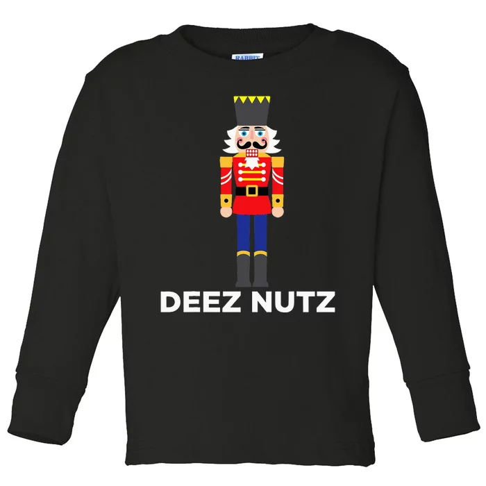 Deez Nutz Nutcracker Ugly Christmas Sweater Toddler Long Sleeve Shirt