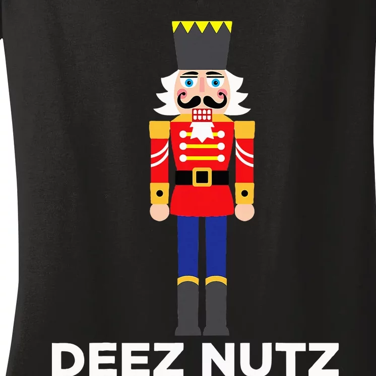 Deez Nutz Nutcracker Ugly Christmas Sweater Women's V-Neck T-Shirt